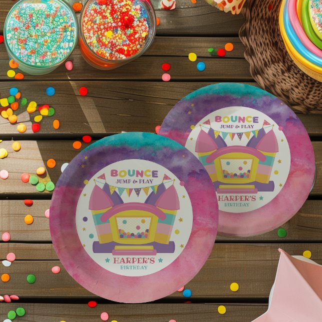 Bounce House Birthday Party  Paper Plates ( Let our bounce house birthday party paper plates, take your little one’s big day to new heights.)
