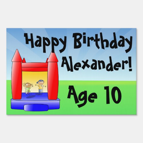 Bounce House Birthday Party Personalized Yard Sign