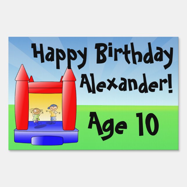 Bounce House Birthday Party Personalized Yard Sign (Front)