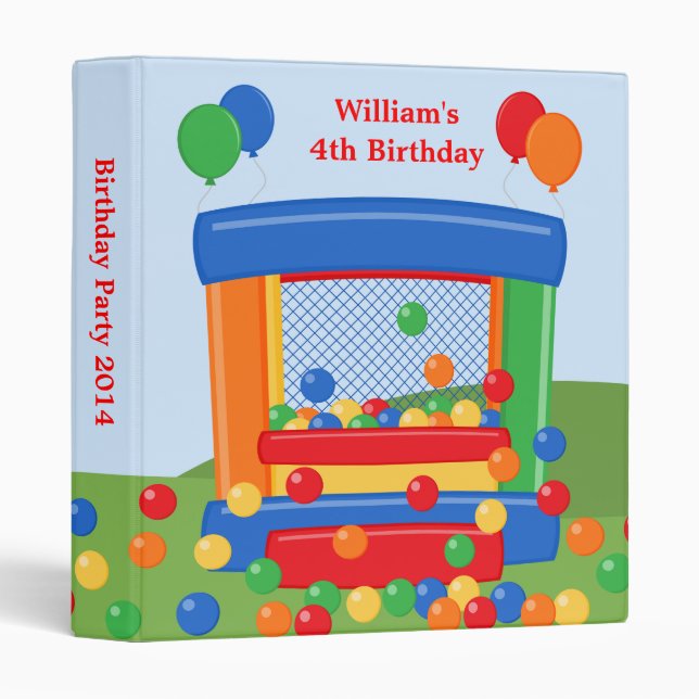 Bounce House Birthday Party Photo Album 3 Ring Binder (Front/Spine)