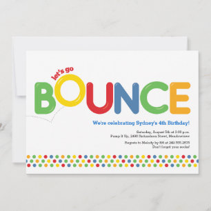 Bounce House Birthday Party Red Blue Yellow Green Invitation