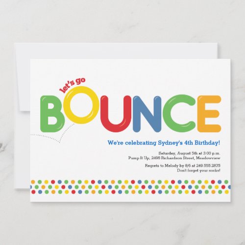 Bounce House Birthday Invitation Red &amp; Blue Personalized Invites
