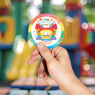 Bounce House Birthday Rainbow Classic Round Sticker