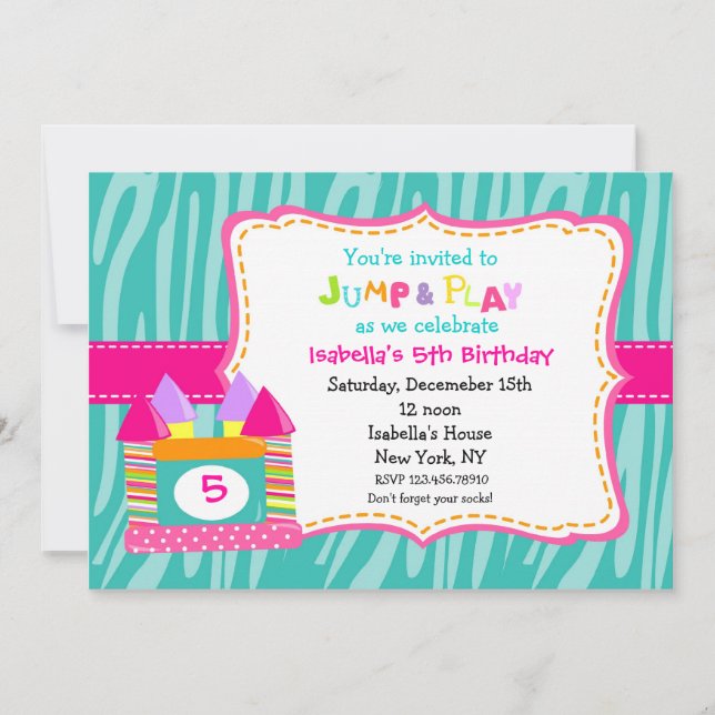 Bounce House Bounce Castle Birthday Invitations (Front)