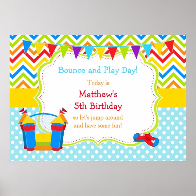 Bounce House Bouncy Castle Birthday Boy Poster (Front)