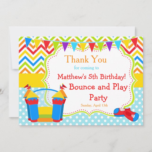 Bounce House Bouncy Castle Birthday Boy Thank You Card (Front)