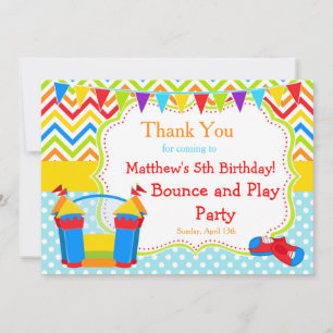 Bounce House Bouncy Castle Birthday Boy Thank You Card