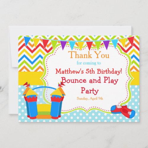 Bounce House Bouncy Castle Birthday Boy Thank You Card