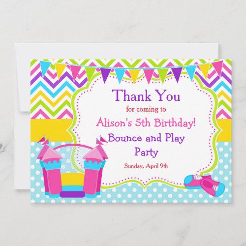 Bounce House Bouncy Castle Birthday Girl Thank You Card