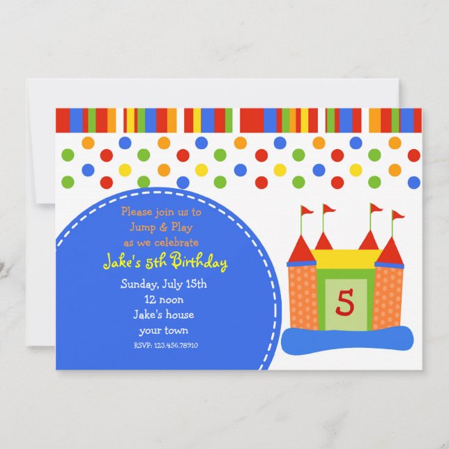 Bounce House Castle Birthday Party Invitations (Front)