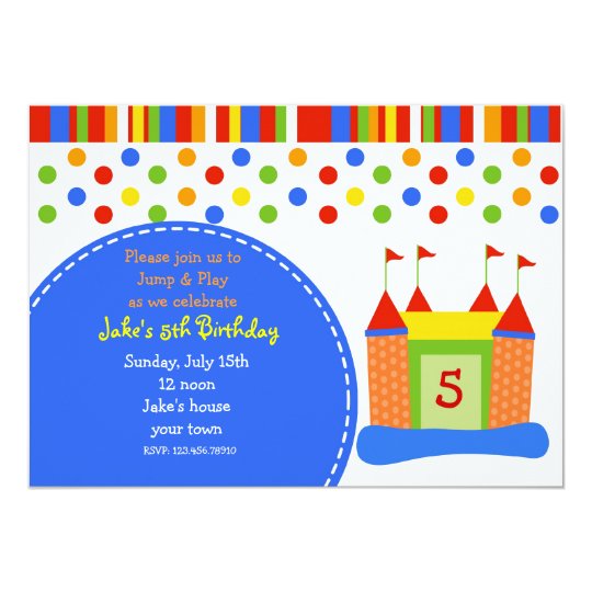 bounce house castle birthday party invitations zazzle com bounce house birthday invitations