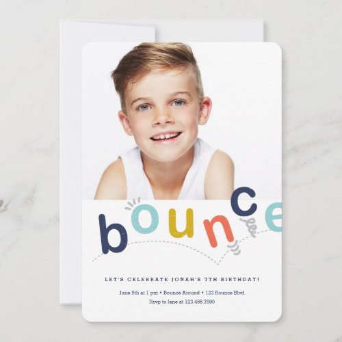 Bounce House Colorful Modern Kids Birthday Party Invitation