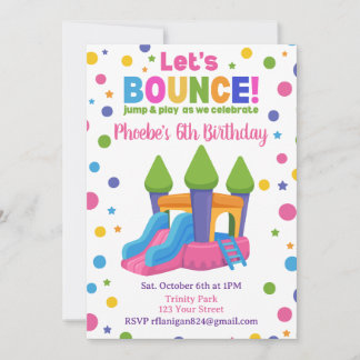 Bounce House Colorful Rainbow Birthday Party  Invi Invitation