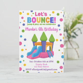 Bounce House Colorful Rainbow Birthday Party  Invi Invitation