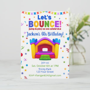 Bounce House Colorful Rainbow Birthday Party Invi Invitation