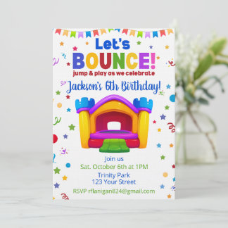 Bounce House Colorful Rainbow Birthday Party  Invi Invitation