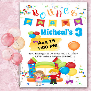 Bounce House Fun Colorful Birthday Party Invitati Invitation