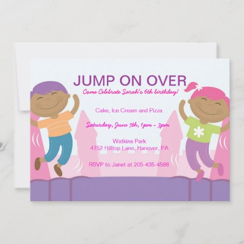 Bounce House Girl's Birthday Party Invitations