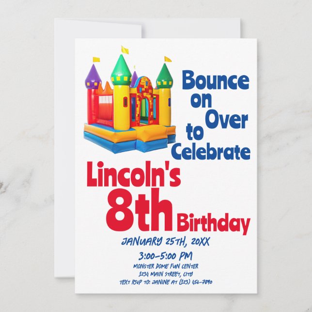 Bounce House Inflatable Kids Birthday Party Invitation (Front)