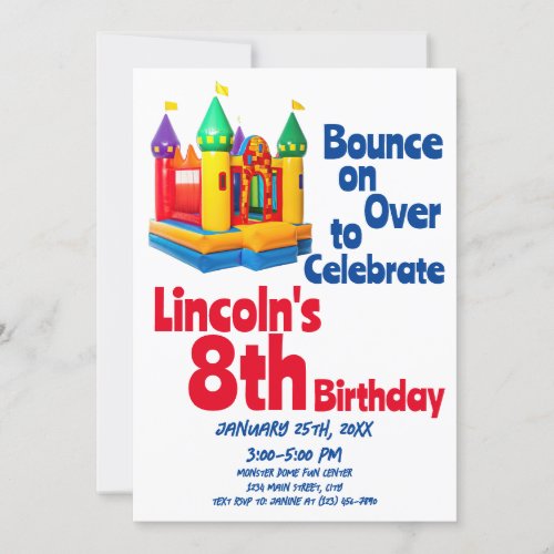 Bounce House Inflatable Kids Birthday Party Invitation