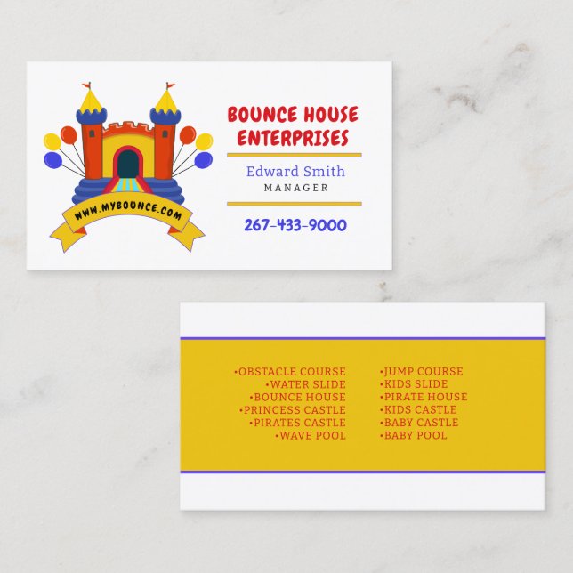 BOUNCE HOUSE INFLATABLES PARTY BIRTHDAY Business Business Card (Front/Back)