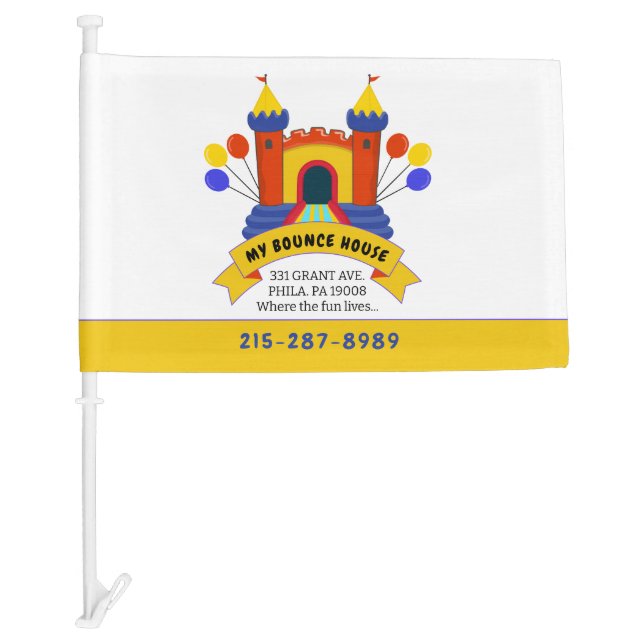 BOUNCE HOUSE INFLATABLES PARTY BIRTHDAY Business Car Flag (Front)