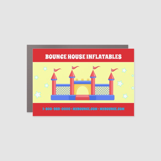 BOUNCE HOUSE INFLATABLES PARTY CAR TRUCK BUSINESS CAR MAGNET (Front)