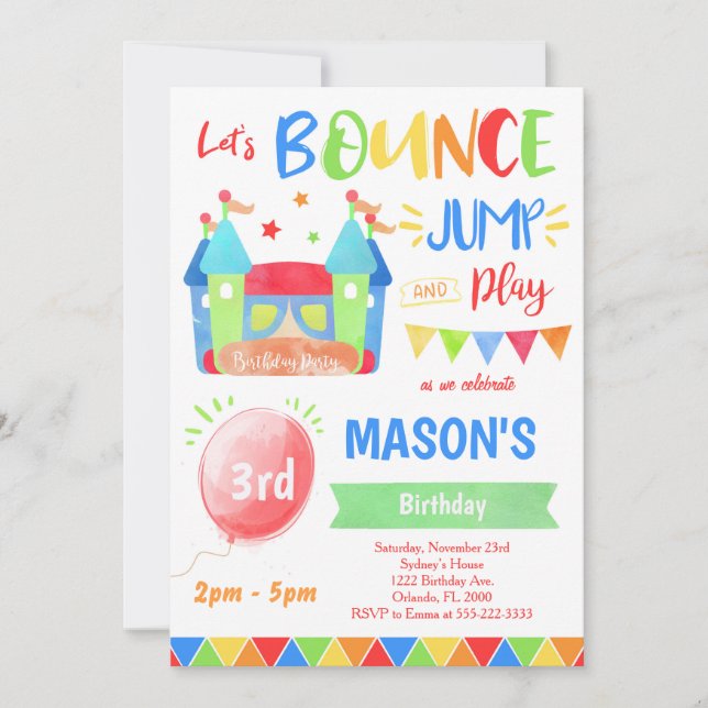 Bounce House Invitation, Bouncing Invitations (Front)