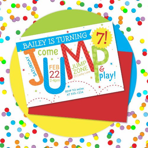 Bounce House Jump Boy Birthday Party Primary Invitation