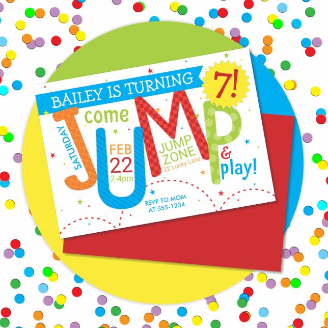 Bounce House Jump Boy Birthday Party Primary Invitation (Creator Uploaded)