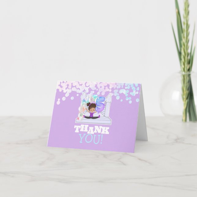 Bounce House Jump Fifth Birthday Thank You Card (Front)