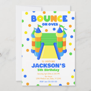 Bounce House Jump Party Boy Birthday Invitation