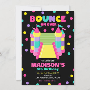 Bounce House Jump Party Girl Birthday Invitation