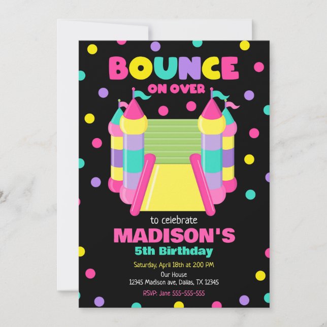 Bounce House Jump Party Girl Birthday Invitation (Front)