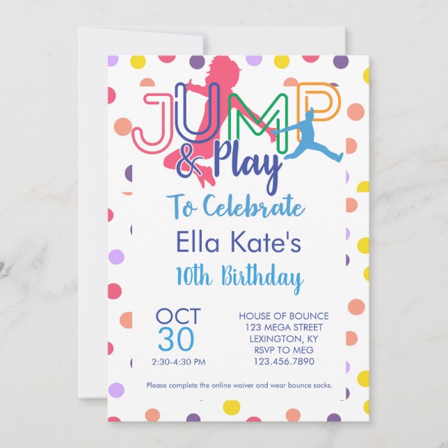 Bounce House Jump Party Trampoline Park Birthday Invitation (Front)