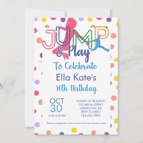 Bounce House Jump Party Trampoline Park Birthday Invitation