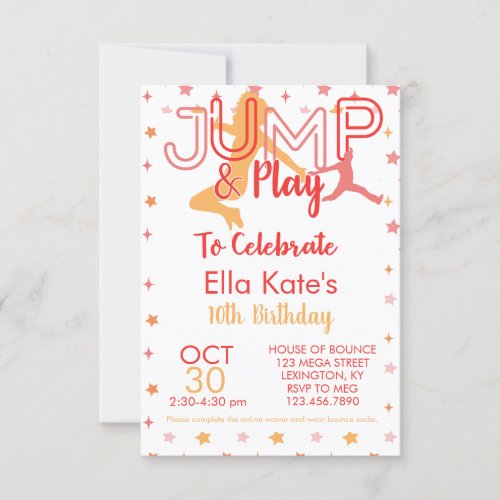 Bounce House Jump Party Trampoline Park Birthday Invitation