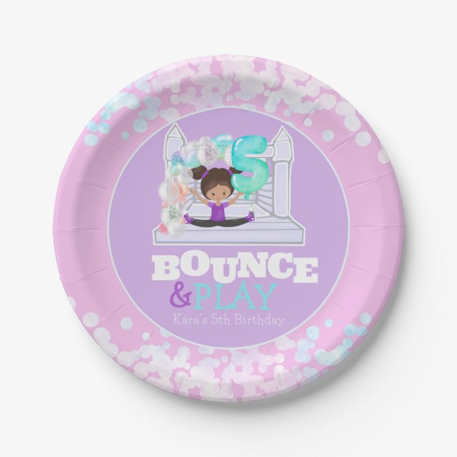 Bounce House Jump Play Fifth Birthday  Paper Plates (Front)