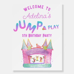 Bounce House Jump Play Gymnastics Kid Welcome Sign