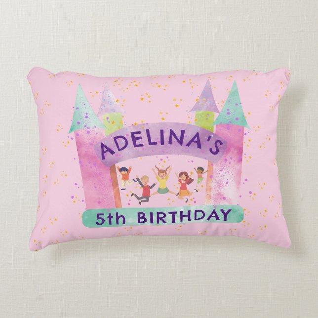 Bounce House Jump Play Gymnastics Kids Birthday Accent Pillow (Front)
