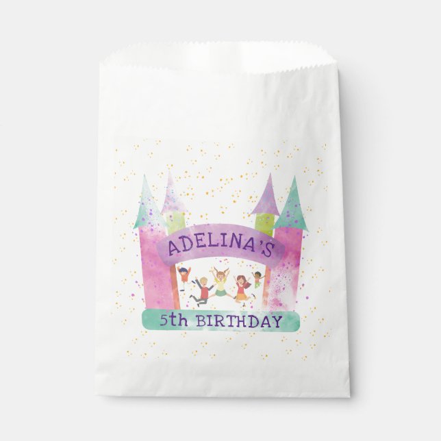 Bounce House Jump Play Gymnastics Kids Birthday Favor Bag (Front)