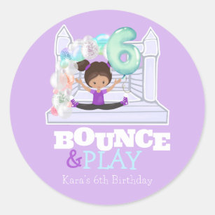 Bounce House Jump Play Sixth Birthday  Classic Round Sticker