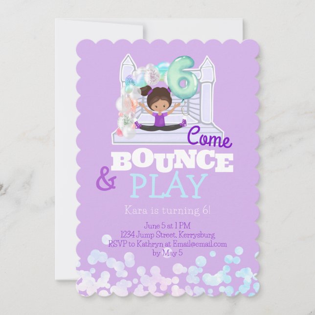 Bounce House Jump Play Sixth Birthday Invitation (Front)