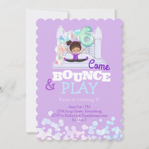 Bounce House Jump Play Sixth Birthday Invitation