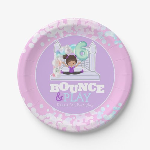 Bounce House Jump Play Sixth Birthday  Paper Plates