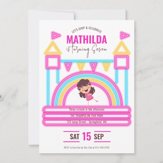 Bounce House Jump Trampoline Party Kids Birthday Invitation (Front)
