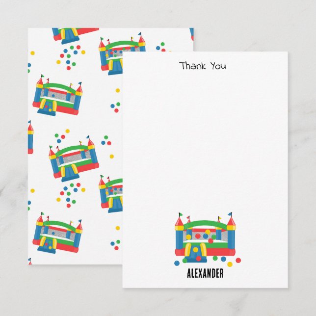 Bounce House Jumping Castle Ball Cute Kids Thank You Card (Front/Back)