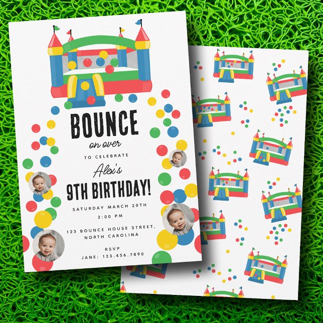 Bounce House Jumping Castle Birthday Custom Photo Invitation (Bounce House Jumping Castle Birthday Custom Photo Invitation)