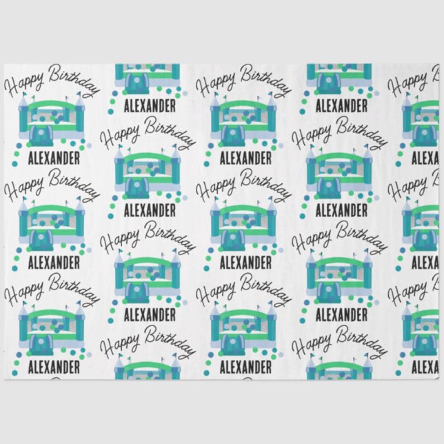 Bounce House Jumping Castle Birthday Name Kids Boy Tissue Paper (Front)