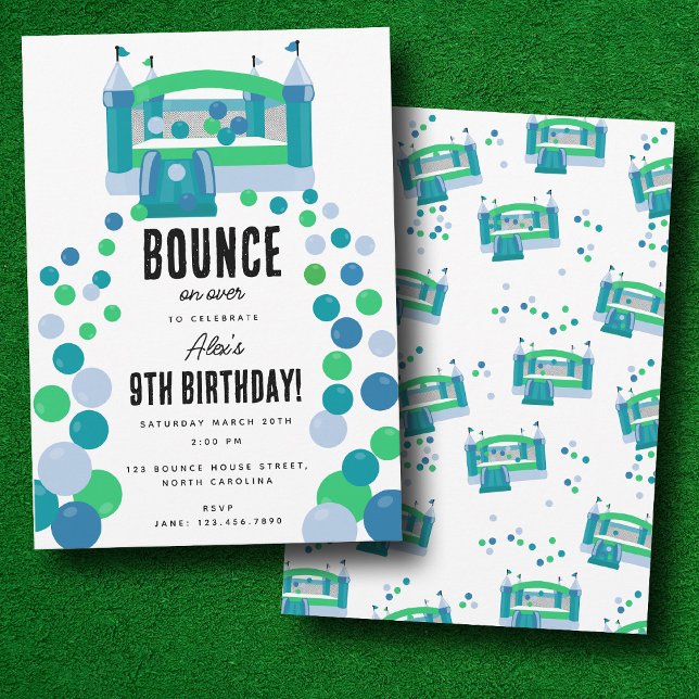 Bounce House Jumping Castle Boys Birthday Party Invitation (Bounce House Jumping Castle Boys Birthday Party Invitation)